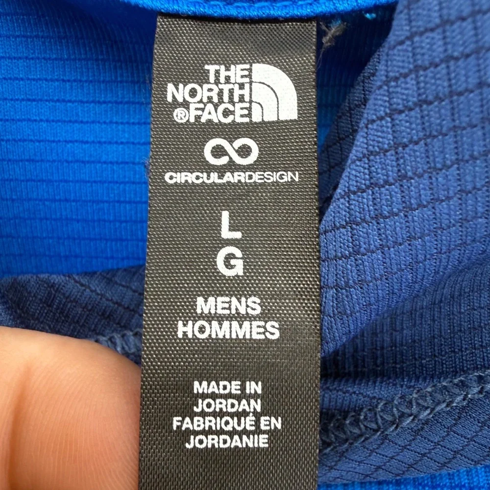 The North Face Mens Circular Design Blue Micro Grid Performance Hoodie Large